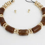 Vintage Marbled Brown Resin Bead Toggle Necklace