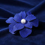 Brilliant Blue Blooming Flower Brooch Hair Clip