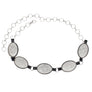 Western Belt Oval Rhinestone Cowboy Silver Chain