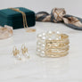 Cream Pearl Edgy Meets Classy Gold Metal Bracelet