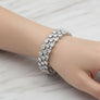 Tennis Heart Crystal CZ Silver Memory Wire Bracelet