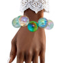 Bracelet Blue Green Iridescent Bubble Ball Bead