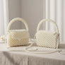 Top Handle Retro Luxe Cream Pearl Flap Handbag