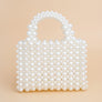 Top Handle Square Cream Pearl Woven Handmade Bag