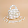 Micro Top Handle Cream Pearl Woven Handmade Bag