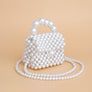 Micro Top Handle White Pearl Woven Handmade Bag