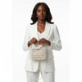 Top Handle Square White Pearl Woven Handbag