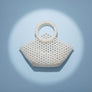 Top Handle Trapeze White Pearl Woven Handbag Bag