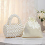 Barrel Bag Luminous Cream Pearl Woven Handbag