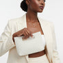 Clutch Vintage White Pearl Cut Out Handle Bag