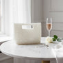 Clutch Vintage White Pearl Cut Out Handle Bag