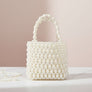 Top Handle Vintage Woven Cream Pearl Crossbody Bag