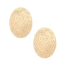 Stud Gold Metal Scratched Oval Plate Earrings