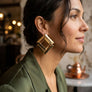 Stud Gold Interlocking Frame Structured Earrings