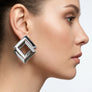 Stud Silver Interlocking Frame Structured Earrings