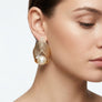 Gold Stud Sculpted Cradle Cream Pearl Earrings