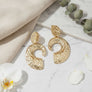 Clip On Gold Melted Metal Open C Large Earrings