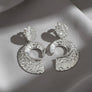 Clip On Silver Melted Metal Open C Large Earrings