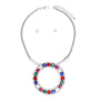 Necklace Radiant Halo Crystal Pendant Silver Multi