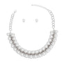Pearl Necklace Silver Tentacle Collar Set for Women