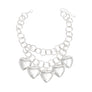 Chain Chunky Polished Silver Puffy Heart Necklace