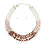 Necklace Brown Cream Glass Pearl 3 Strand Set