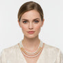 Glass Pearl Pink Cream Ombre 3 Strand Necklace