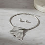 Power Pendant Silver Folded Metal Modern Necklace