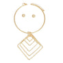 Necklace Gold Concentric Diamond Dangle Pendant