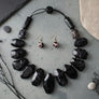 Toggle Chunky Black Leopard Bead Cord Necklace