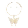 Choker Gold Pearl Butterfly Pendant Necklace