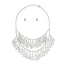 Bib Silver Tiered Teardrop Dangle Necklace Women
