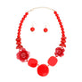 Beaded Artistic Red Flower Statement Necklace