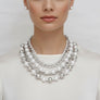 Mixed Media White Pearl Silver Chain Necklace