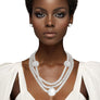 Layered Silver Mesh Snake Chain Ball Pearl Set