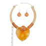 Collar Orange Large Resin Agate Slice Pendant Set