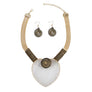 Collar White Large Resin Agate Slice Pendant Set