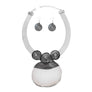 Pendant White Druzy Stone Wire Tribal Necklace