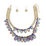 Beaded Black Iridescent Teardrop Bead Necklace