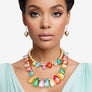 Beaded Multi Iridescent Teardrop Bead Necklace