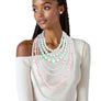 AKA Sorority Pink Green 7 Strand Pearl Necklace