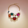Bib Chunky Multi Crystal Pearl Evening Necklace