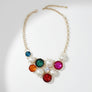 Bib Chunky Multi Crystal Pearl Evening Necklace