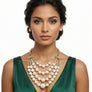 Cream Pearl and Gold Bead Layered Bib Necklace
