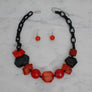 Beaded Red Chunky Mixed Bead Tribal Necklace