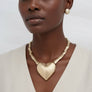 Pendant Matte Gold Bamboo Heart Modern Necklace
