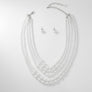 Glass Pearl White 5 Strand Long Layer Necklace