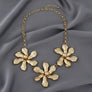 Bib Matte Gold Chunky Floral Organic Necklace