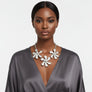 Bib Matte Silver Chunky Floral Organic Necklace