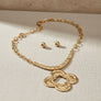 Chunky Pendant Gold Hammered Quatrefoil Necklace